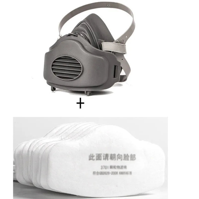 3200 Half Face Mask Particles Filter Cotton Socket Protective Face Mask Anti-Dust Spray Paint Dust Mask Particulate Respirator