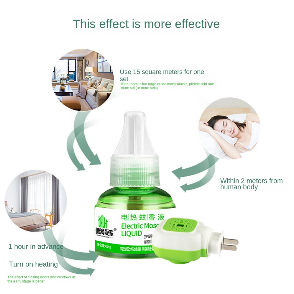 45ml Electric Mosquito Liquid Portable Fly Repellents Heater Mosquito Killer Safe And Non-toxic Tasteless Mosquitoes Coil Liquid
