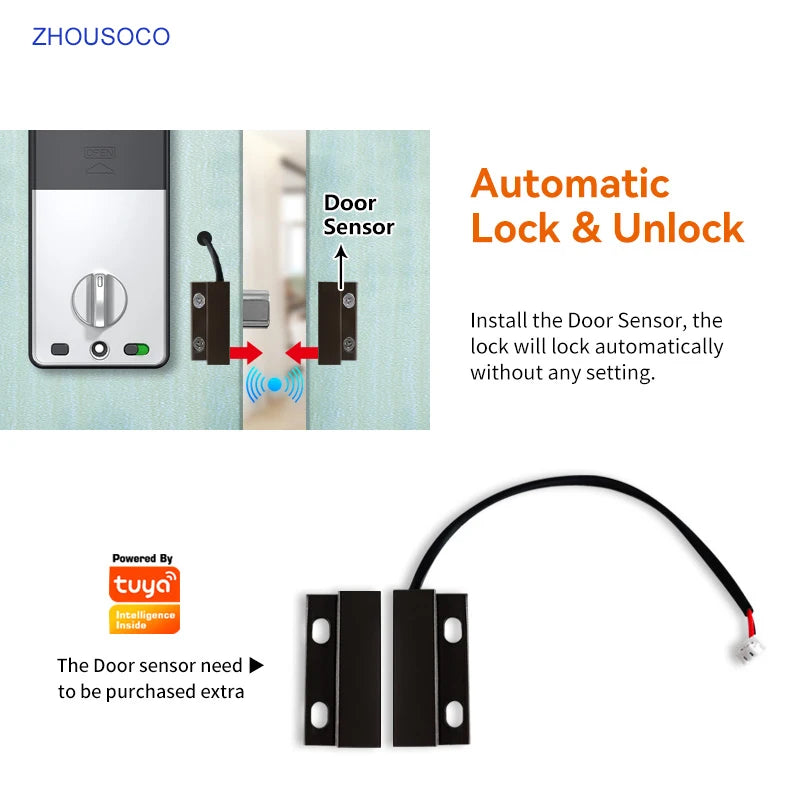 Tuya Wifi Smart Door Lock APP Remote Control Fingerprint Biometric Keypad Digital Smart Card Code Deadbolt Automatic Latch Lock