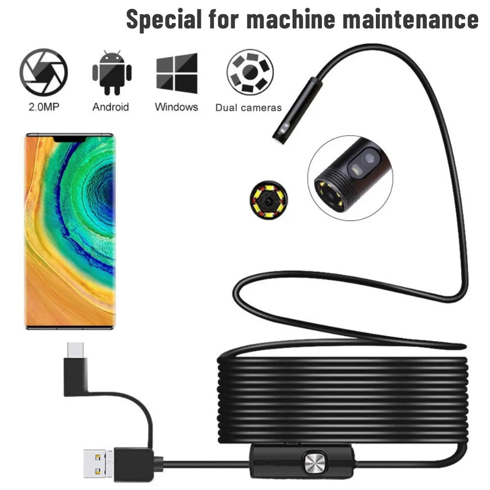 1PCS MM IP67 Waterproof Endoscope Camera 6 LEDs Adjustable USB Android Flexible Inspection Borescope Cameras for Phone PC
