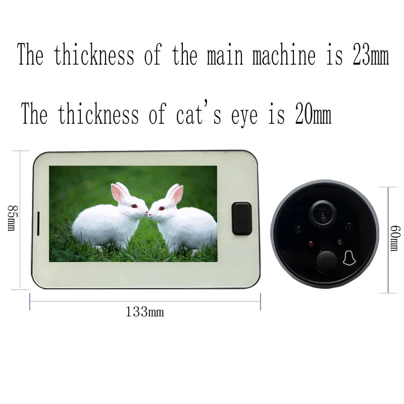 4.3 Inch IR Night Vision Peephole Doorbell Camera Peephole Viewer Cat Eye Door Bell Smart Home Monitor Digital Door Viewer