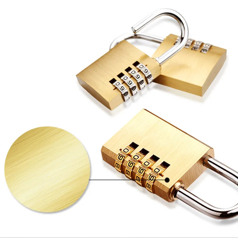 High Quality Padlock Solid Brass Lock Digit Combination Password Secret Code for Gym Outdoor Locker Case Copper Stainless Steel
