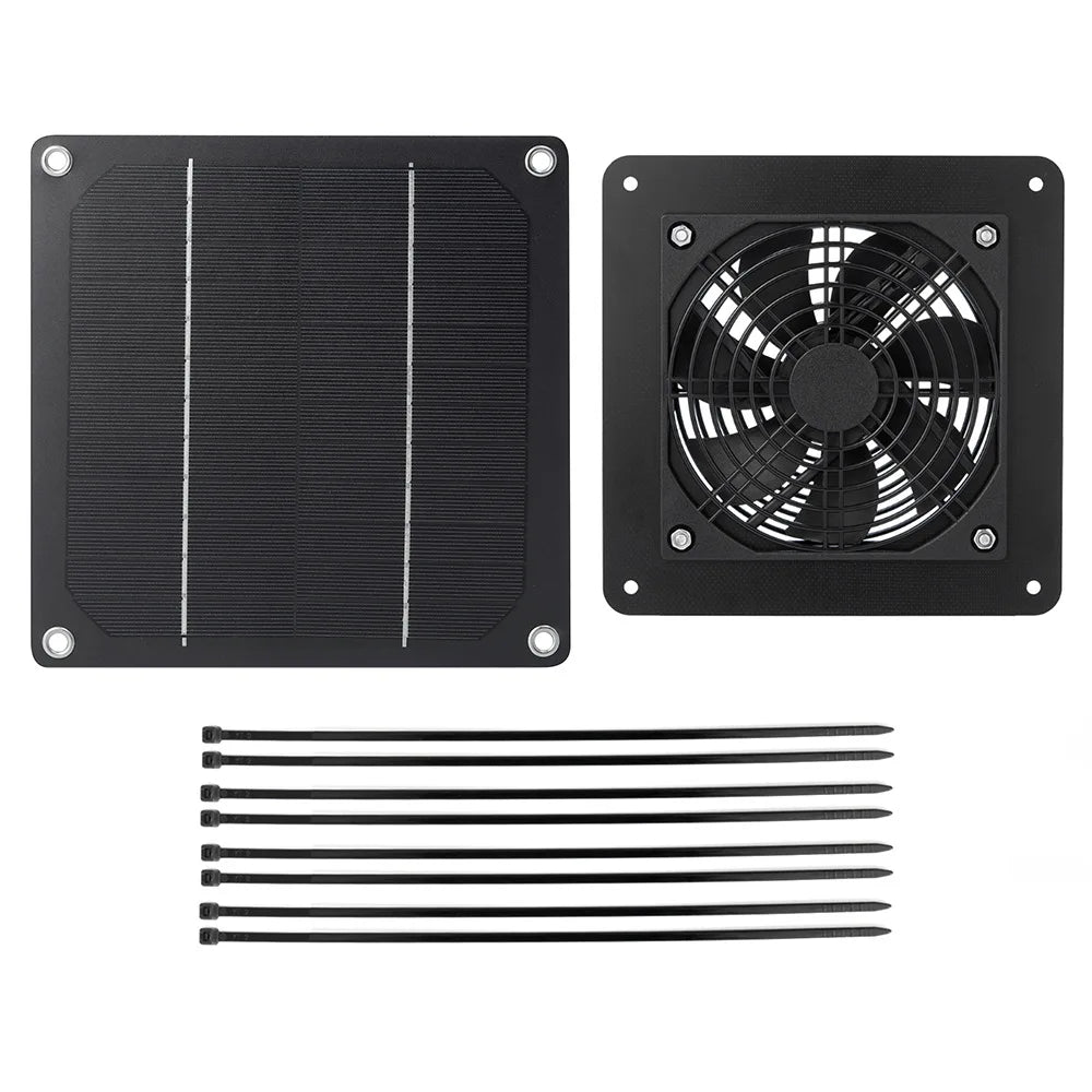 Solar Panel Exhaust Fan Air Extractor Circulating Fan 15W 6 Inch Mini Ventilator For Dog Chicken House Greenhouse