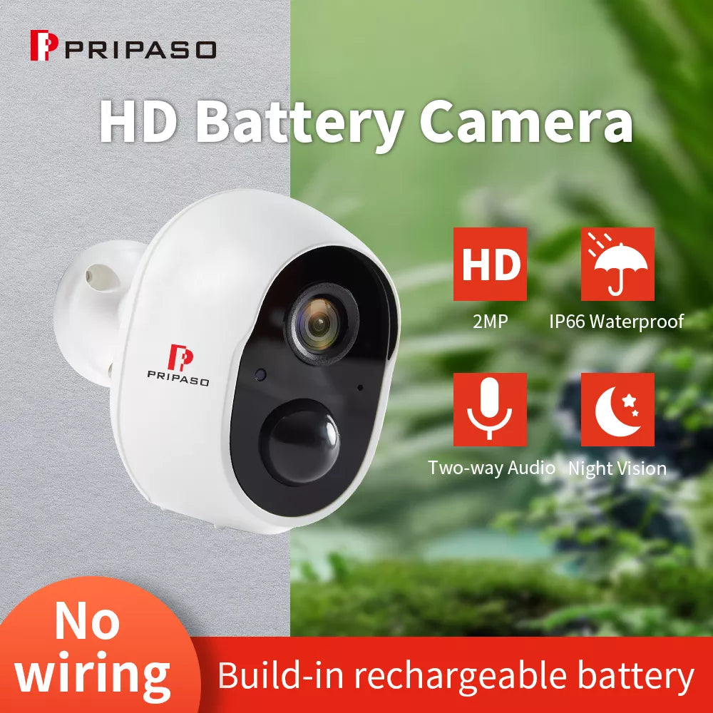 Wifi Battery Camera 1080P CCTV Powered IP Camera Indoor Outdoor Low-power Wireless IP66 Waterproof Security Rechargeable Camera