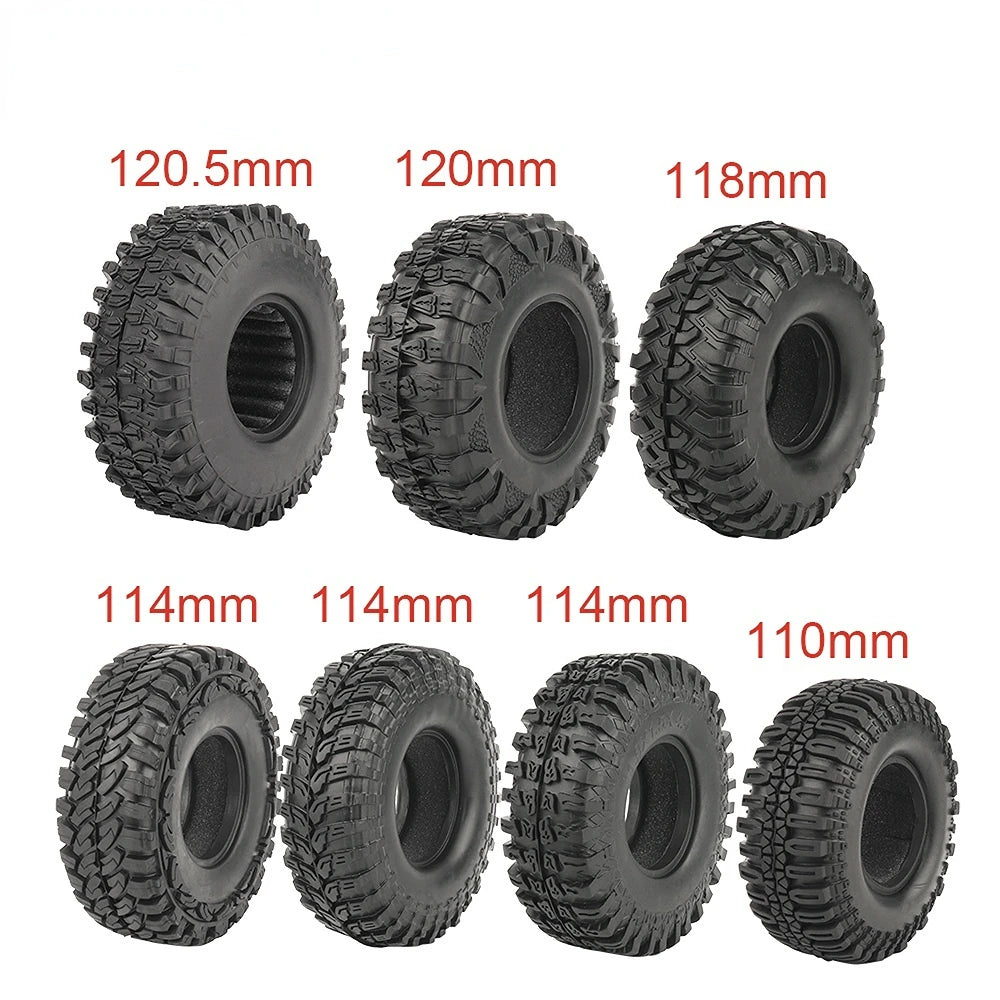 RC Rock Crawler 1.9Inch Soft Rubber Tires 110-125mm Tyre For 1/10 RC4WD D90 AXIAL SCX10 II III CAPRA TRX-4 TRX-6 RGT 1.9" WHEEL