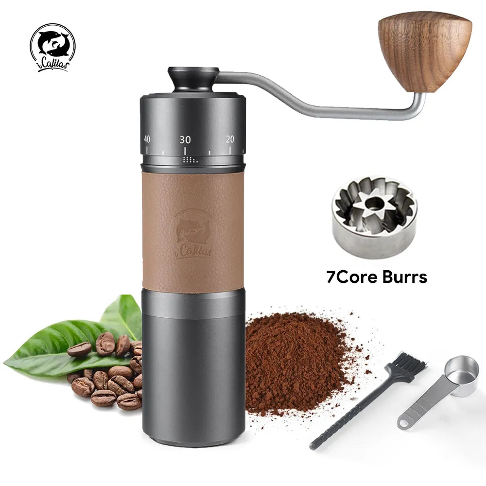 iCafilas Upgrade Manual Coffee Grinder Professional 420 Stainless Steel 7 Core Burrs Coffee Beans Grinder Handmade Coffee Tools