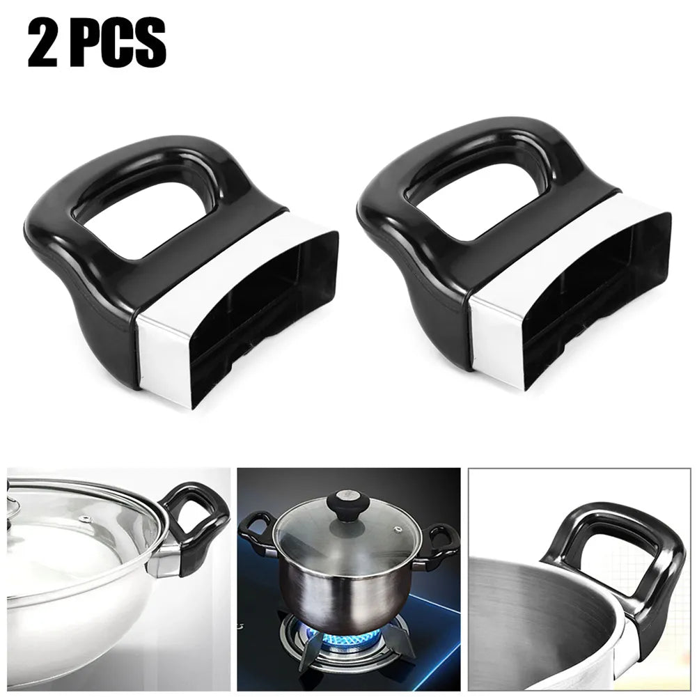2Pcs Black Pot Side Handles For Pressure Pan Cooker Steamer Sauce Pot Ear Replacement Single Hole Short Side Handle Cookware