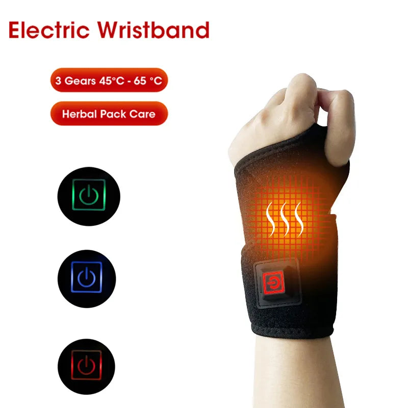 USB Electric Wrist Heated Brace Wrist Band Knee Ankle Neck Warmer Wrap Herb Heated Hand Warmer Compression Pain Relief Wristband