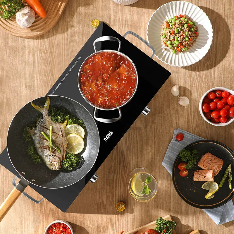Electric ceramic oven double oven stir-fry induction cooker multifunctional integration 1800w high power dry burning prevention
