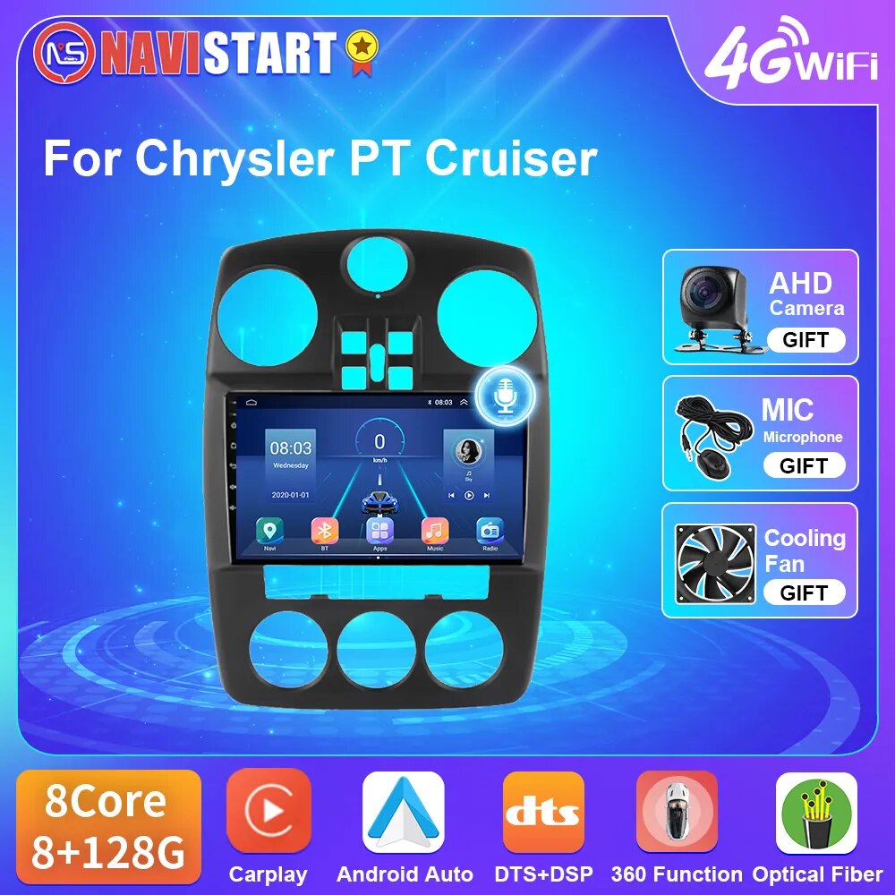 NAVISTART Car Radio Android Auto For Chrysler PT Cruiser 2000-2010 4G WIFI Carplay Navigation GPS Stereo Multimedia Video Player