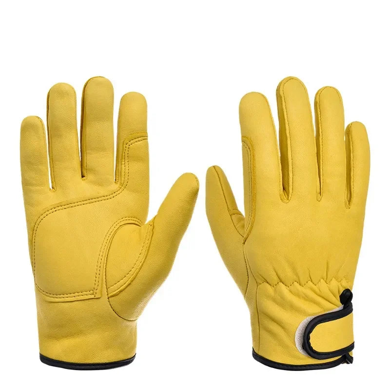 Work Gloves Sheepskin Leather Workers Work Welding Safety Protection Garden Sports Motorcycle Driver Wear-resistant Gloves