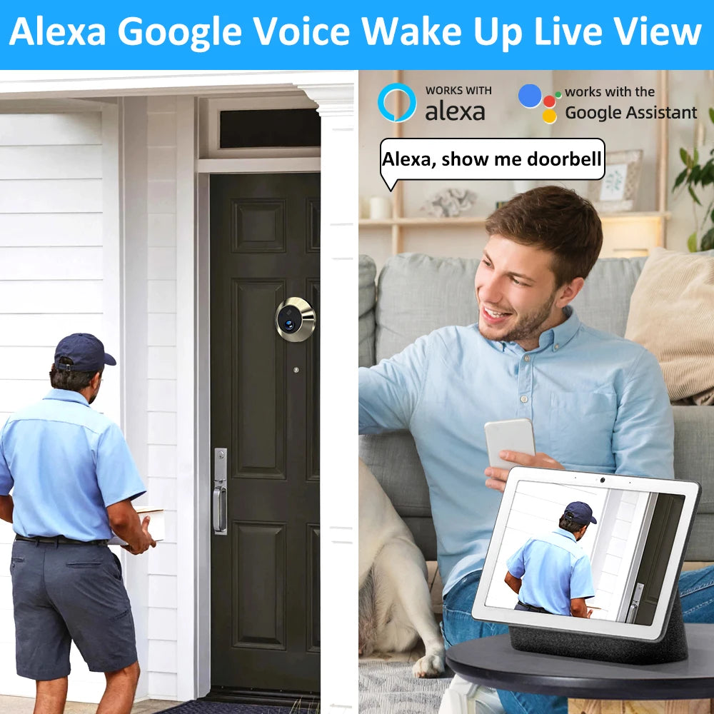 Smart Tuya WiFi Peephole Camera 1080P 2.4G Automatic Sensing Door Eye Camera 4.3 Inch Digital Door Viewer Video Doorbell at Home