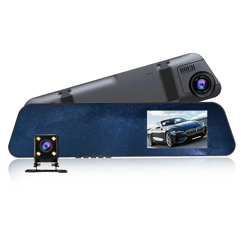 Car Rearview Mirror Dual Lens 720P Driving Recorder Front and Rear High Definition Night Vision Installation-free Lens Car