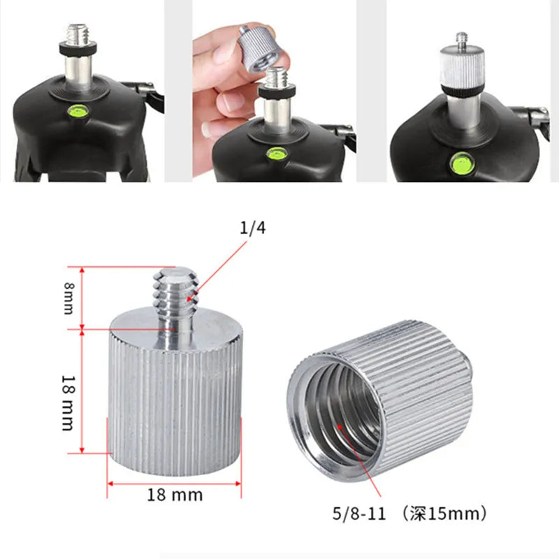 Aluminum Alloy 5/8 To 1/4 Screw Adapter Studs for Mic Stands Tripods Level Rangefinder Camera Photographic Holder Accessories