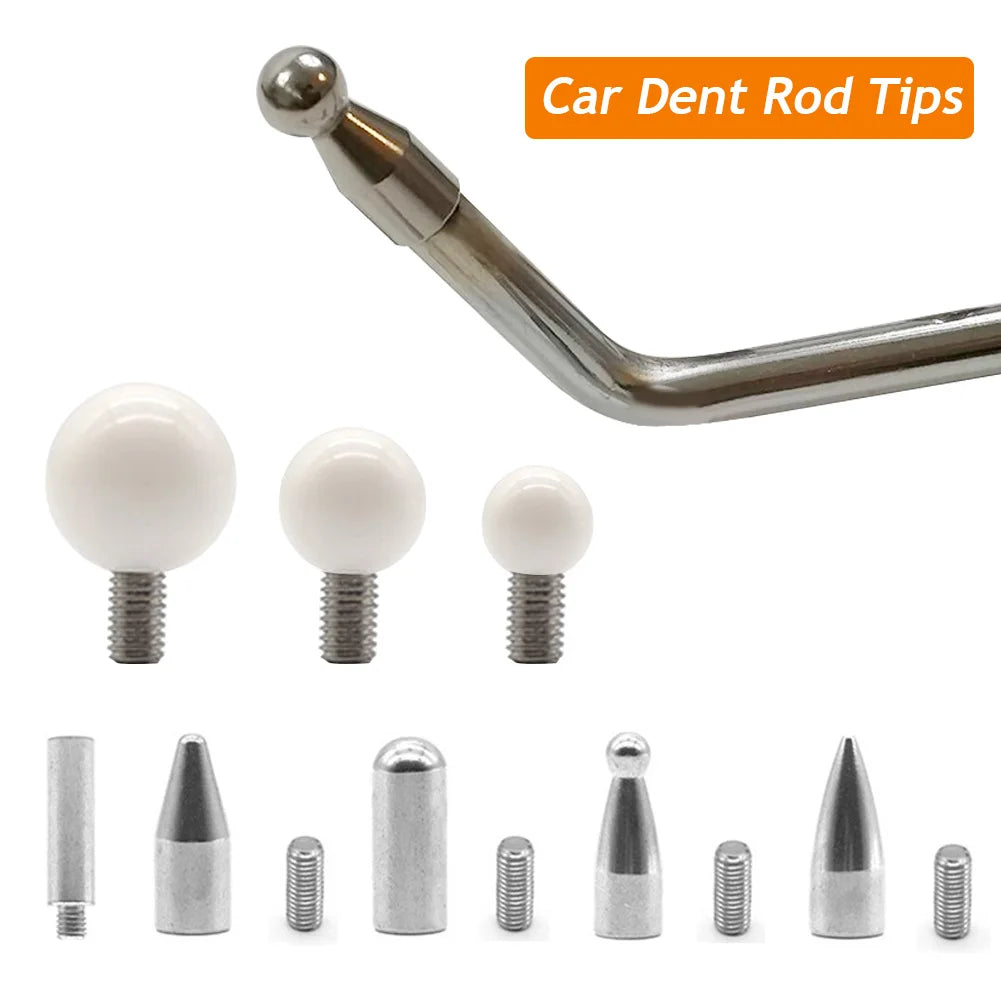 8PCS Car Dent Rod Tips Autobody Dent Removal Kit Paintless Dent Removal Hook Tips Slide Hammer Tips Rubber Hammer HAND TOOL