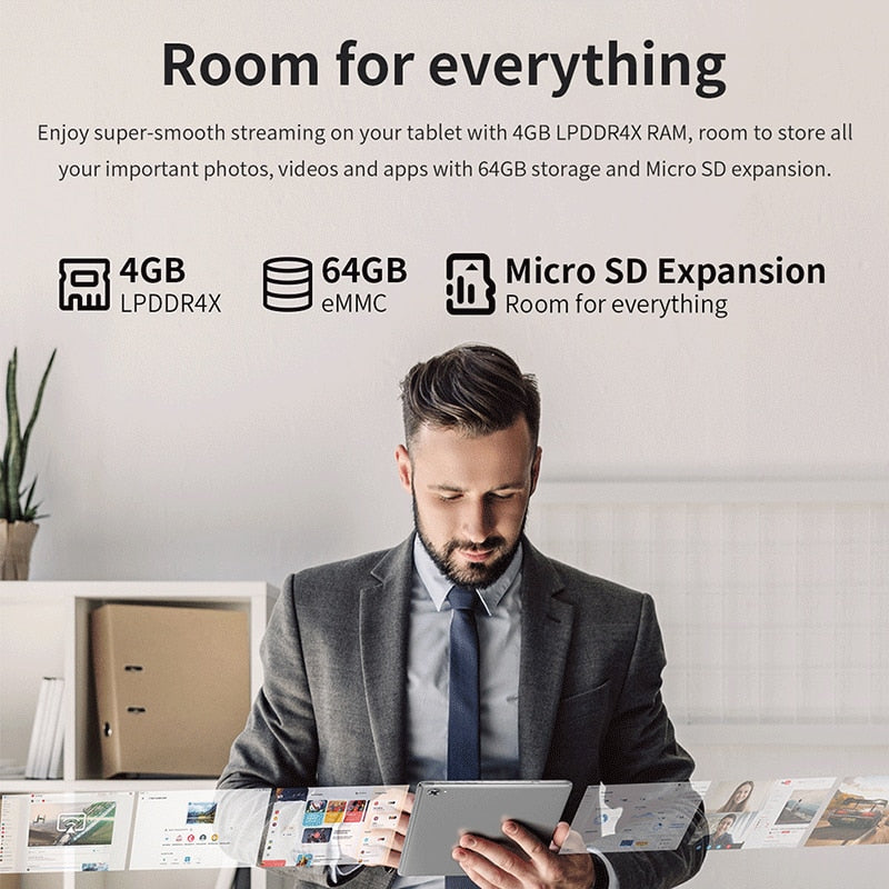 Teclast P40HD Tablet Android 12 Tablette Unisco T606 4GB RAM 64GB eMMC 10.1" IPS 1920x1200 Type-C Tablete Dual 4G LTE GPS BT 5.0