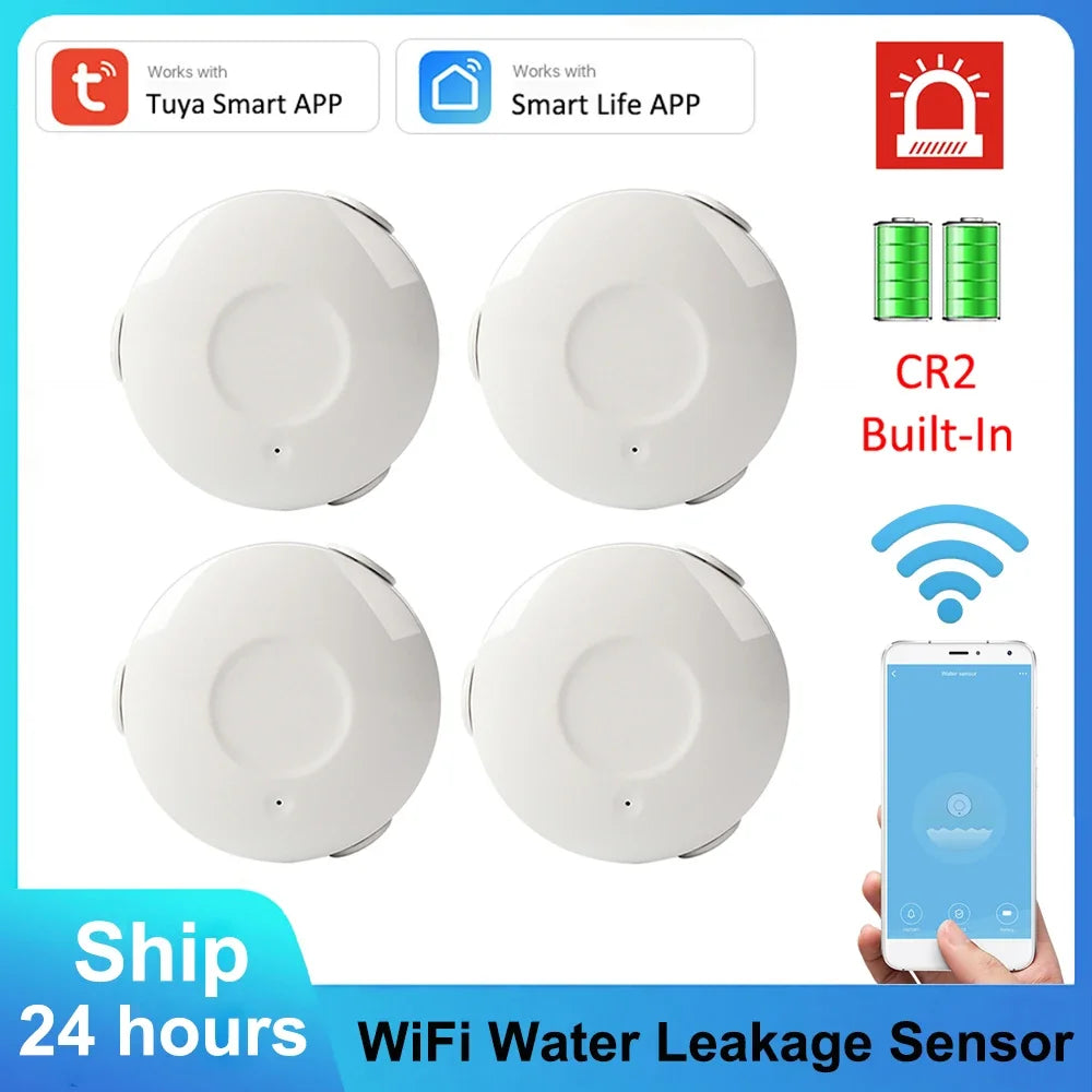 Tuya Wifi Water Detector Leakage Sensor Alarm Leak Detector Sound Smart Life APP Flood Alert Overflow Home Security Warn System