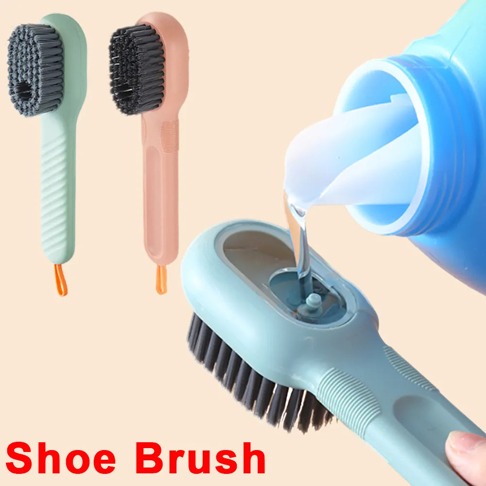 Multifunctional Shoe Brushes With Soap Dispenser Long Handle Soft Bristles Brush Cleaner For Household Laundry Cleaning Supplies