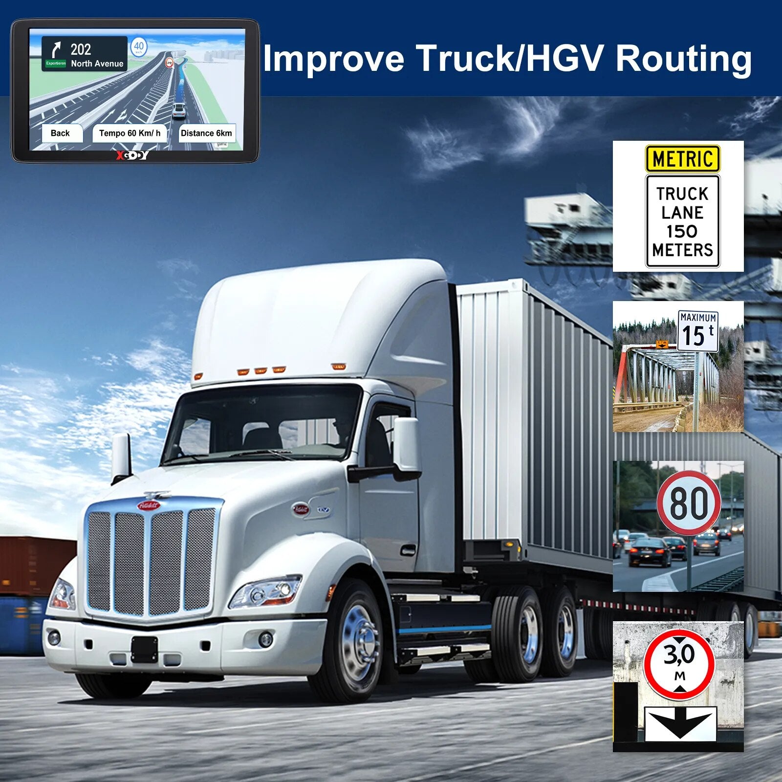 XGODY 7" Car GPS Navigation Truck GPS 256M+8G Navigtor Touch Screen Sunshade Sat Nav Navitel Lastest 2023 Europe America Maps