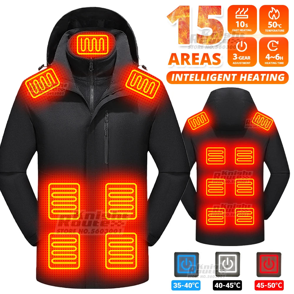 15 Areas Self Heating Jackets Women's Men's Motorcycle Warm USB Heating Vest Heating Jacket Bike Moto Jacket Winter Hiking Warm