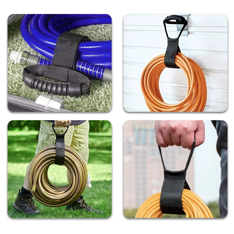 Storage Strap Heavy-Duty Hook and Loop Cord Carrying Strap, Hanger, and Organizer with Handle for Pool Hoses Garden Hoses Cables