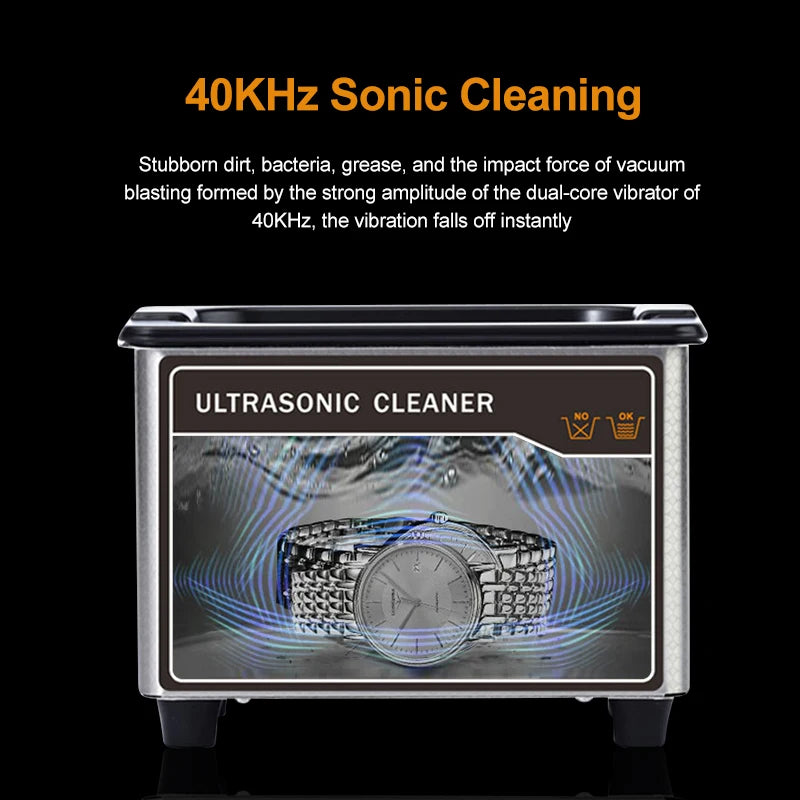 0.8L Ultrasonic Cleaner Bath For jewelry Watches Glasses 40KHz Stainless Steel Sonic Cleaner 110V 220V Washing Machine Household