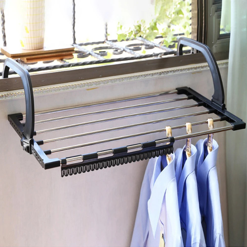 Folding Telescopic Shoe Rack Stainless Steel Multifunctional Windowsill Drying Storage Holder For Towel Cloth Socks Underwear