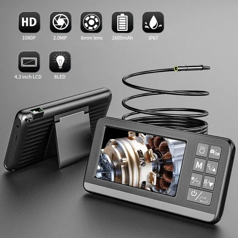 Single & Dual Lens Industrial Endoscope Camera 1080P HD 4.3 " LCD Digital Inspection Camera WIth Hard Wire for Car Engine