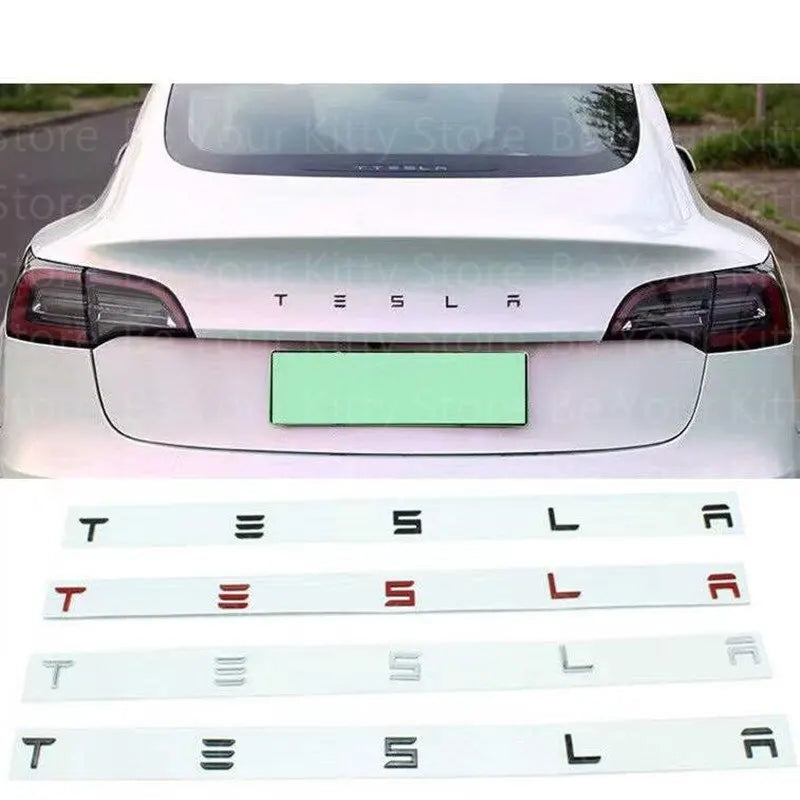 ABS Car Back Trunk Tailgate Logo Stickers For Tesla Model 3 2022 Emblem Badge Decoration Decals Tesla Model 3 2023 Accessories