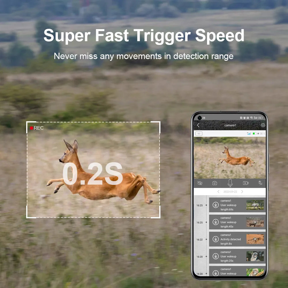 LS VISION 4MP 4G Solar Hunting Trail Camera PIR Motion Detection 8000mAh Battery Trail Trap Outdoor Night Vision Wildlife Camera