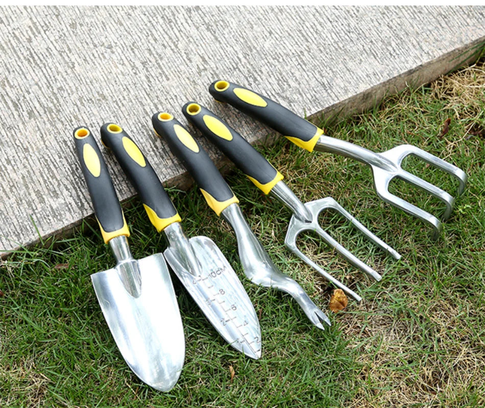 Garden Tools Set, Aluminum Gardening Work Kit with Soft Rubber Ergonomic Handle Hand Tools Succulent Tools Outdoor Shovel Rake