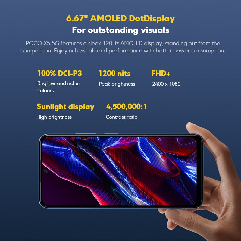 Global Version POCO X5 5G 6GB 128GB / 8GB 256GB Snapdragon 695 120Hz FHD+ AMOLED DotDisplay 33W Charging 5000mAh NFC