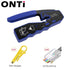 ONTi RJ45 Pass Through Crimper Tool and Rj45 Connector, Ethernet Crimper Crimping Tool Wire Stripper Cutter for Cat6a Cat5