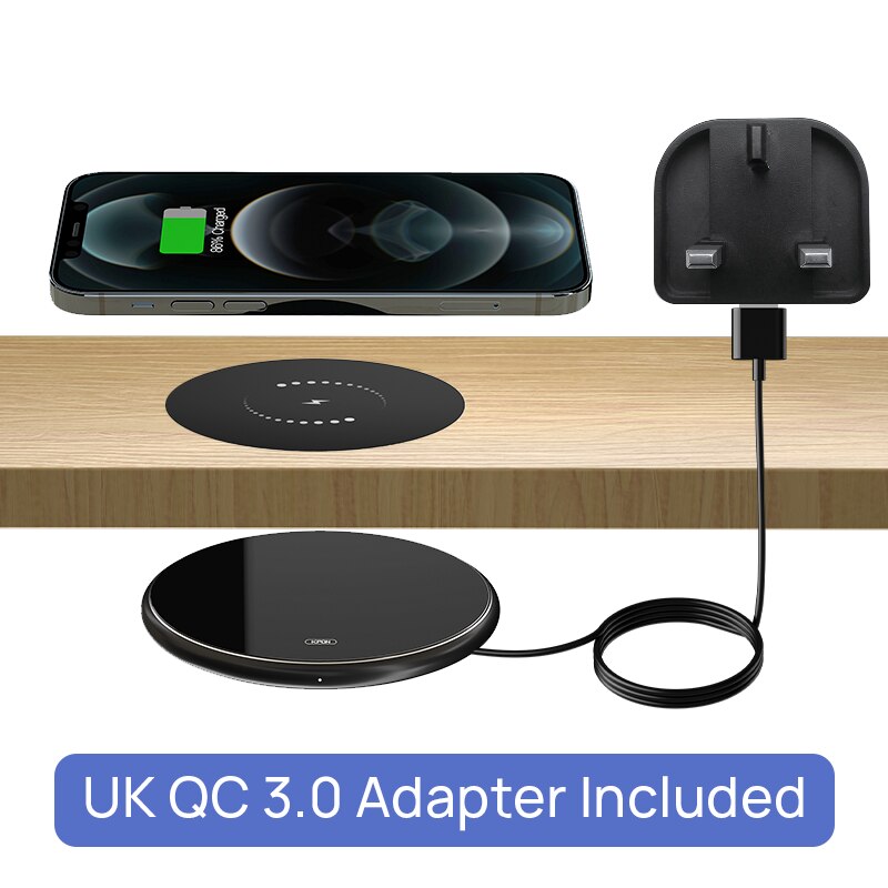 KPON Invisible Wireless Charger Hidden Long Distance Wireless Phone Charger Under Desk QI 10W Furniture Wireless Charging Pad
