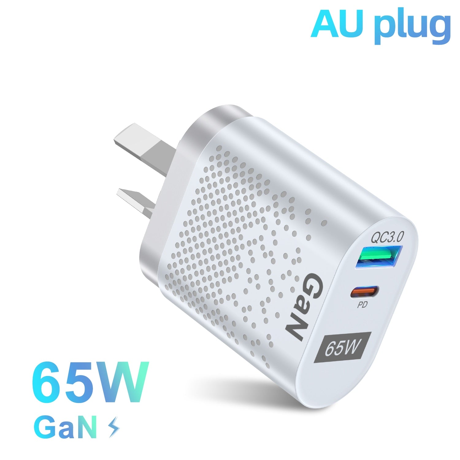 65W Gan Charger for Australia New Zealand AU Plug PD 33W Fast Charger QC 3.0 USB Adapter for iPhone 14 13 Pro Max Samsung S22