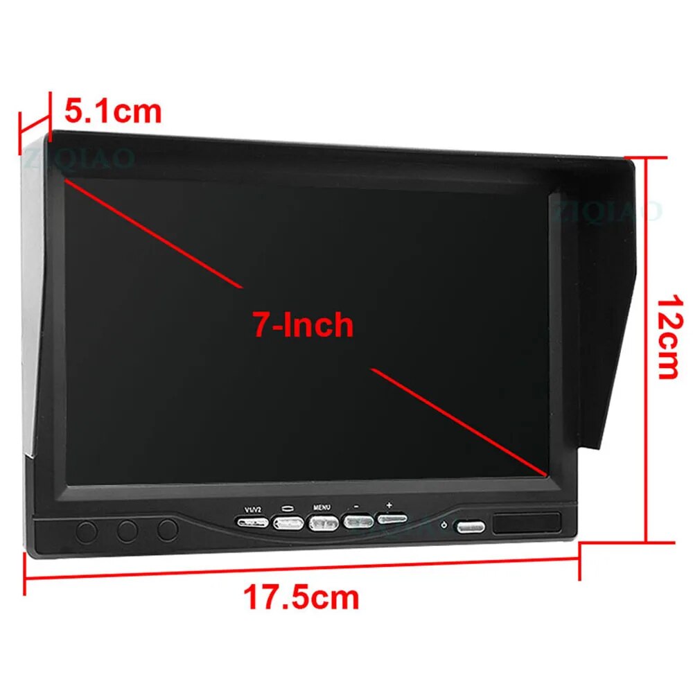 ZIQIAO 7 Inch Truck DVR Monitor AHD SD Card IPS 2 Split Screen RV Harvester Bus Video Recorder A738