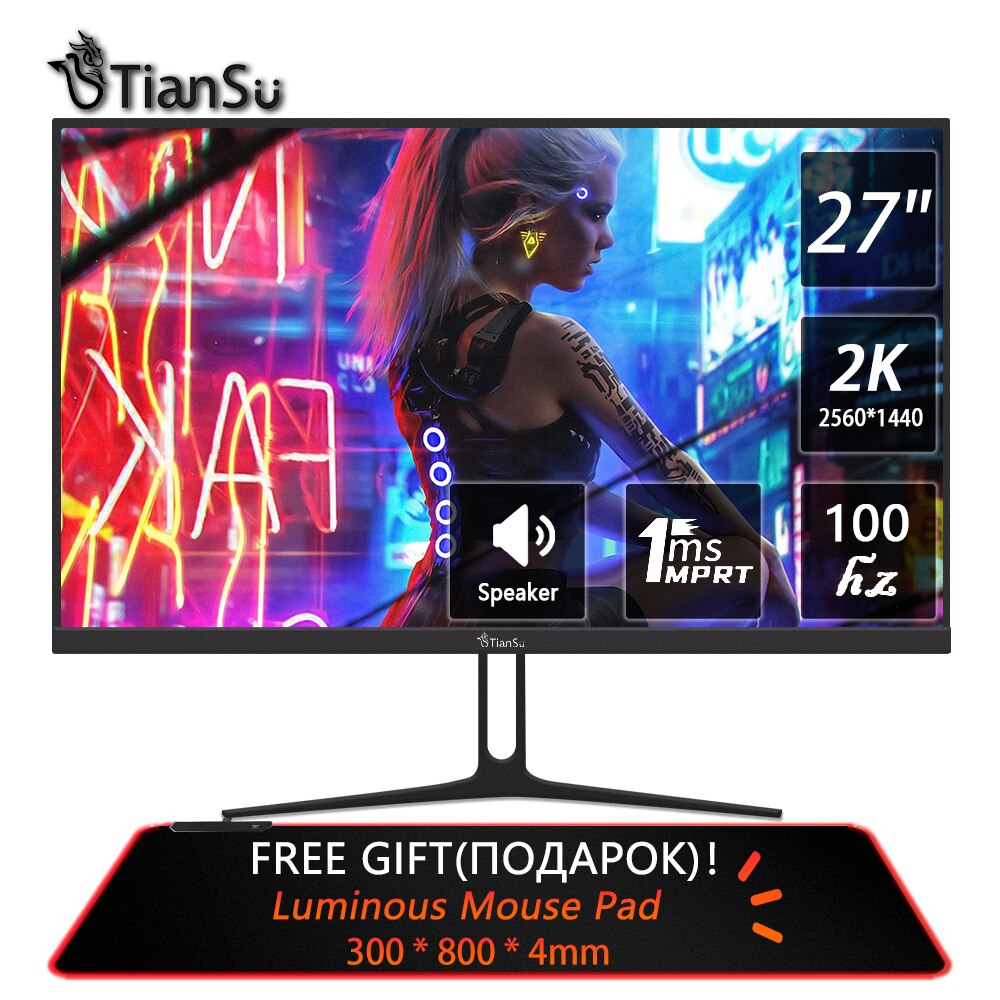 Tiansu 27 Inch Computer 2k 144hz Monitor IPS Pc Gamer 165hz Screen Gaming 2 k Monitor 240hz HDMI-Compatible FHD 16:9 Monitors