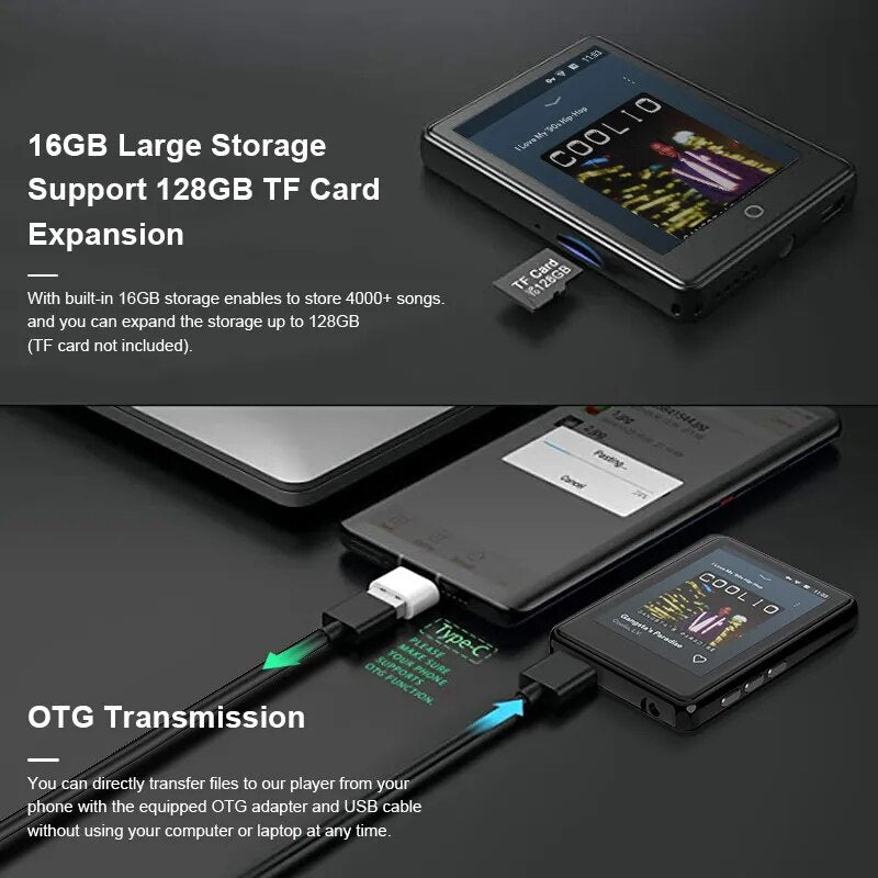 RUIZU M17 Metal Bluetooth 5.0 MP3 Music Player Touch Screen Portable Built-in Speaker Walkman With FM Radio Recorder Ebook MP4