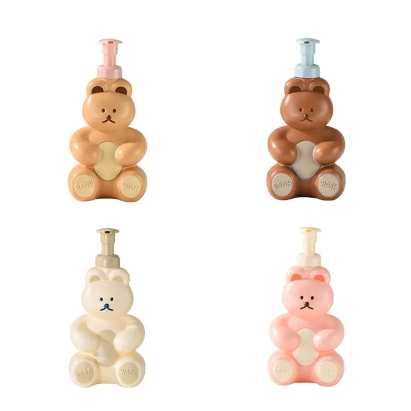 Cartoon Bear Foaming Soap Dispenser Refillable Pump Bottle Bathroom Hand Sanitizers Shampoo Shower Gel Foam Container drop ship