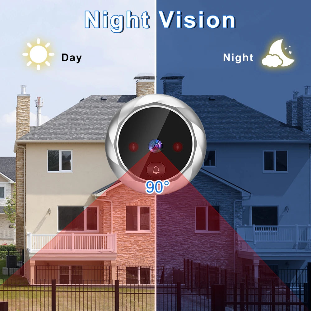 WSDCAM 2.8inch LCD Screen Video Doorbell Door Viewer Peephole Doorbell Night Vision Photo Digital Door Monitoring Door Camera