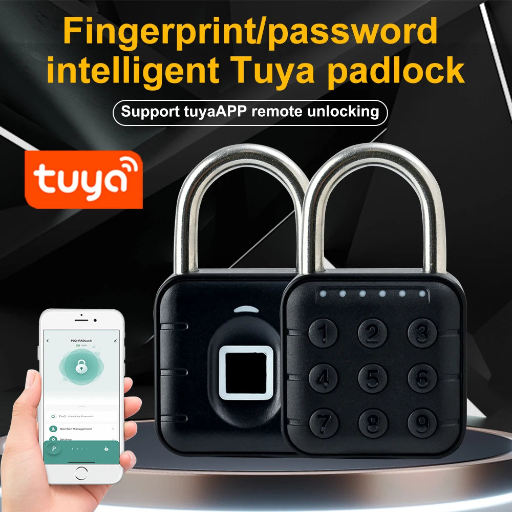 Tuya Smart Bluetooth Mini Password Fingerprint Padlock Waterproof Keyless Security Electronic Luggage Bag Case Anti-theft Lock