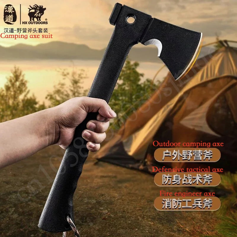 HX Outdoor Camping Axe rescue emergency outdoor equipment Fire axe self-defense multi-functional tactical axe 440 steel