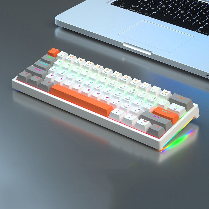 RGB Mechanical Keyboard 61/68 Key Portable Green/red/tea Switch Hot Swappable Wired Computer Laptop Office Game Esports