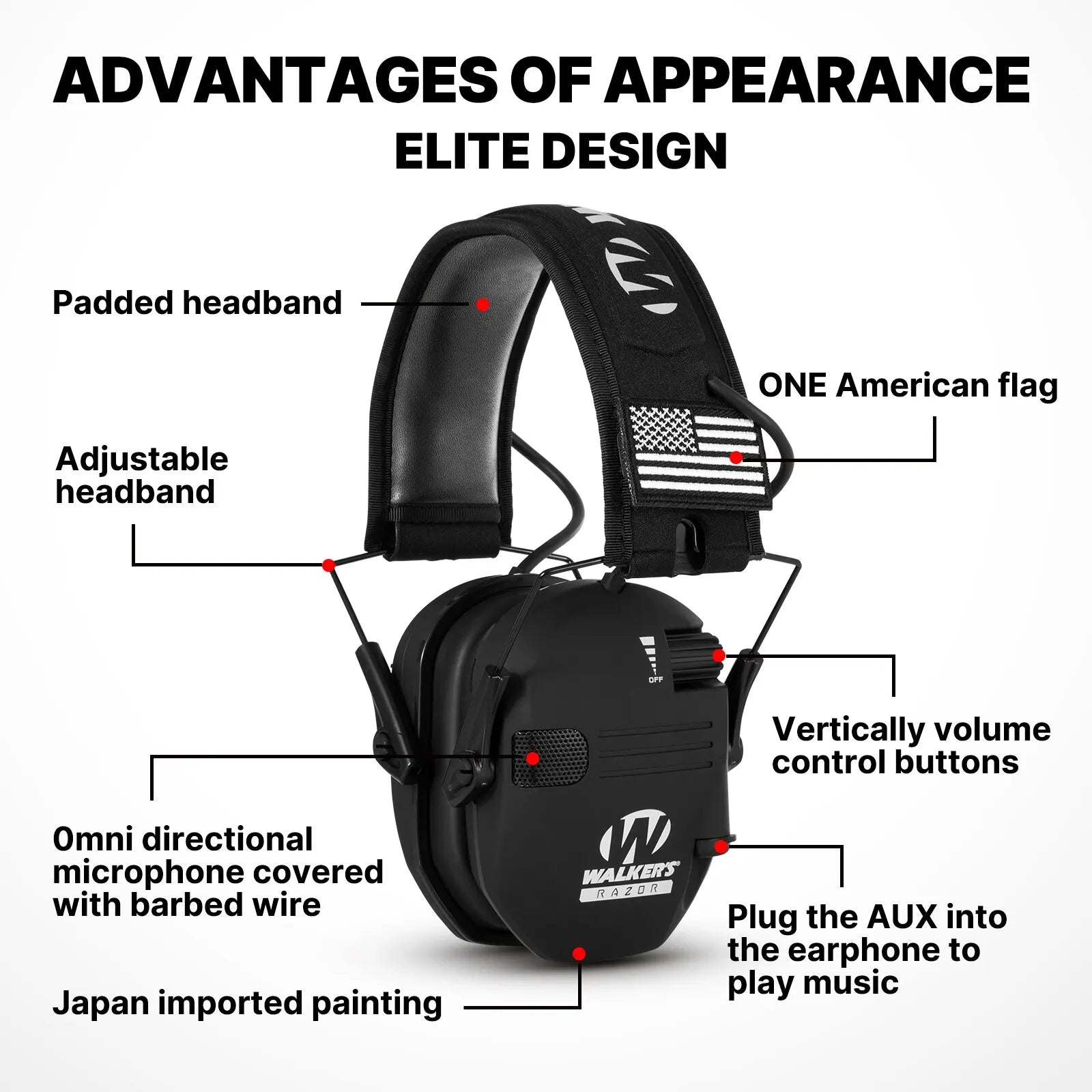 Wholesale Shooting Ear Protection Sound Amplification Anti-noise Earmuffs Professional Hunting Ear Defender Outdoor Sport Bag