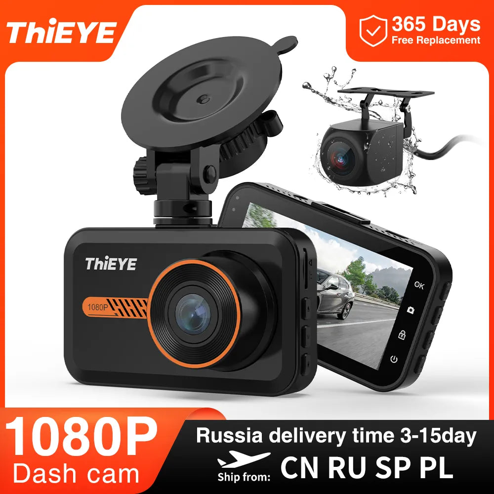ThiEYE 3.0 Inch Dash Cam Dual Lens 1080P HD Recording Car Camera DVR Car Recorder Stream Media With G-Sensor Motion Detection