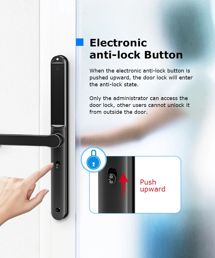 Waterproof Ttlock Outdoor Aluminum Sliding Door Lock Fingerprint Bluetooth APP Digital Password Biometric Electronic Smart Lock