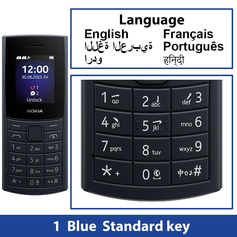 New and Original Nokia 110 4G Feature Phone 1.8" Dual SIM Cards Bluetooth 5.0 FM Radio 1450mAh Battery Rugged Push-button Phone