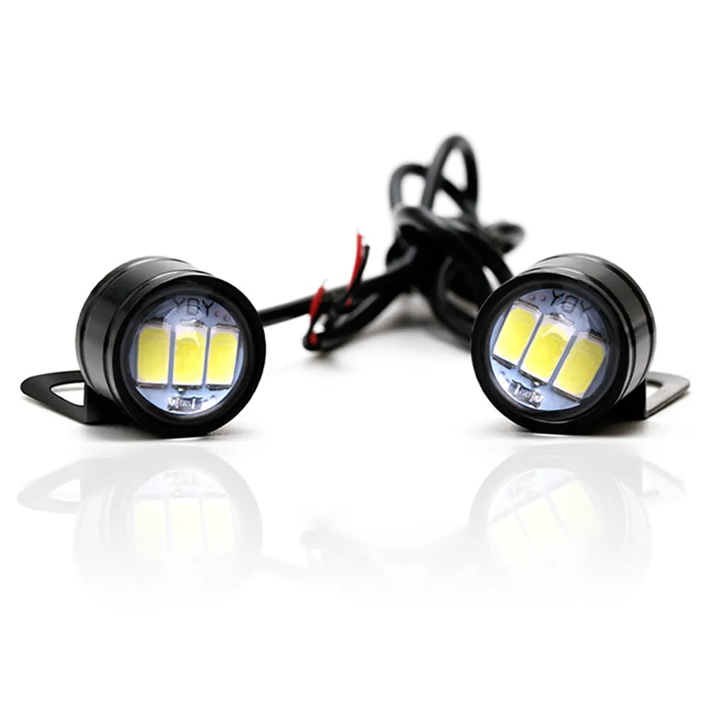 2PCS Motorcycle Lamp Daytime Running Light Eagle Eye LED Light Reverse Backup Strobe Flash Lamp Motorcycle Mirror Light 12V