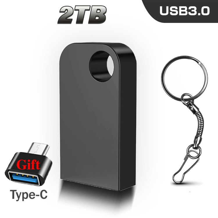 New USB 3.0 Flash Drive 2TB Disk PEN DRIVE Free Shipping 2TB Pendrive 1TB Metal 2 in 1 Adapter PEN DRIVE Waterproof Mini U Disk