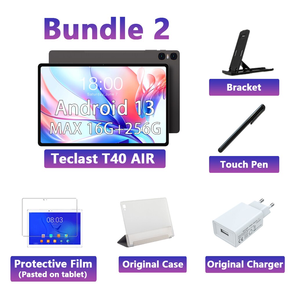 【NEW】Teclast T40 AIR Tablet MAX 16GB+256GB 10.4" Android 13 2000x1200 UNISOC T616 Octa Core 4G Network Type-C 18W Fast Charging